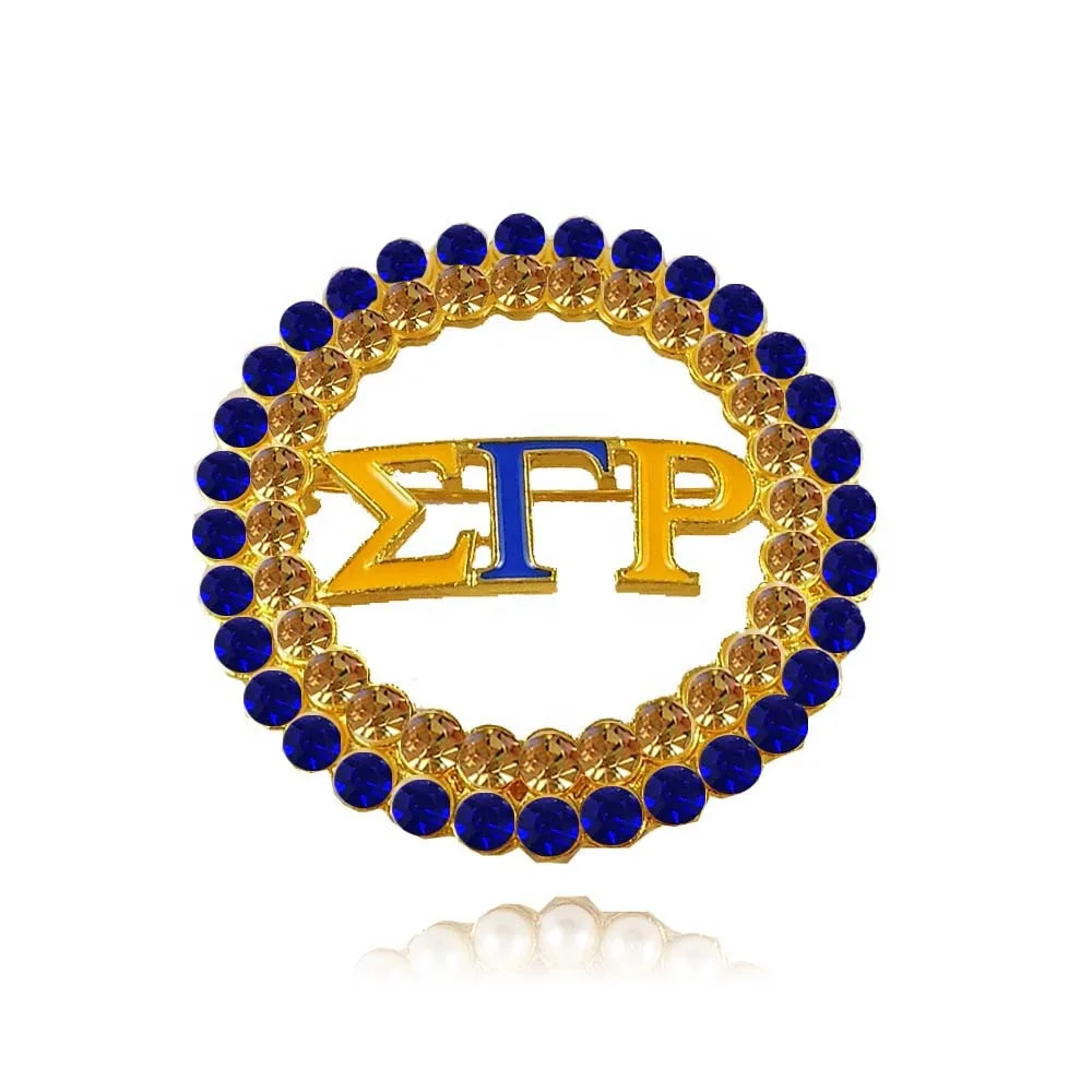 Sigma Gamma Rho Sorority Color Rhinestone Crystal Pearl Brooch Broach Lapel Pin Gift Jewelry