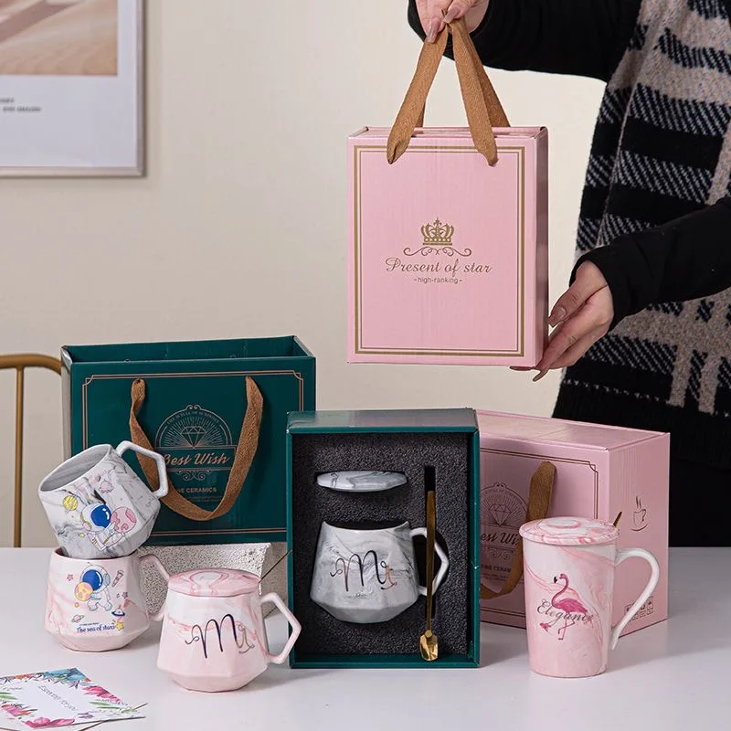 Gift Box Mugs coffee cup set usb automatic heating marble mug with gift box