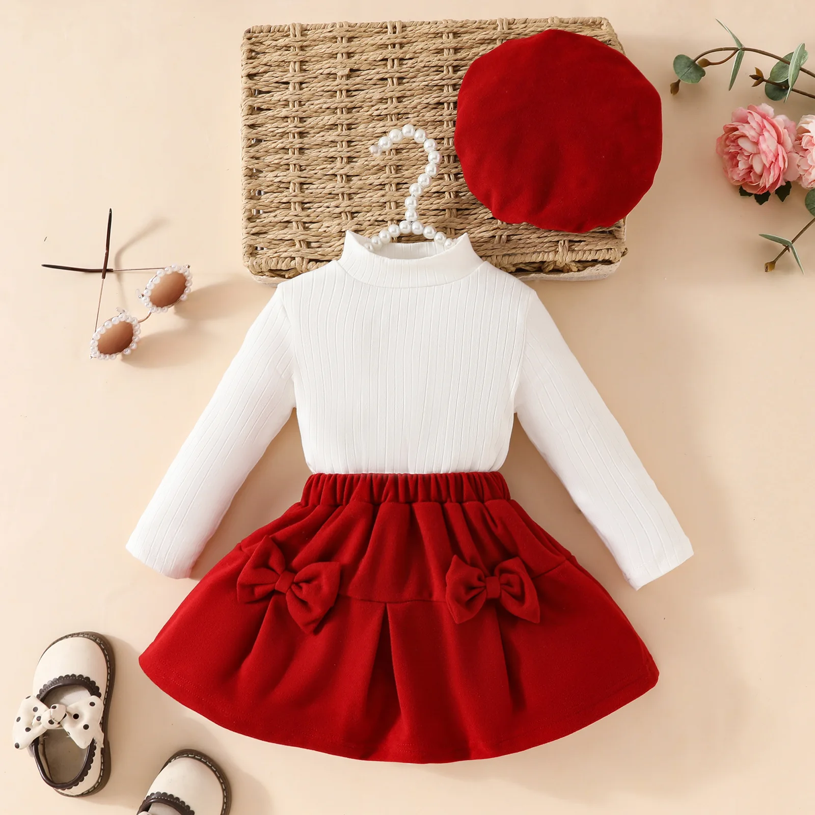 Lovely Winter Fashion Autumn Thickening 3pcs Sweet Clothing Sets for Girls