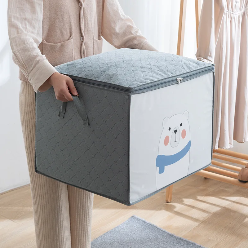 Large capacity sheet organizer dust proof quilted storage bag high quality zipper comforter storage bag for clothes