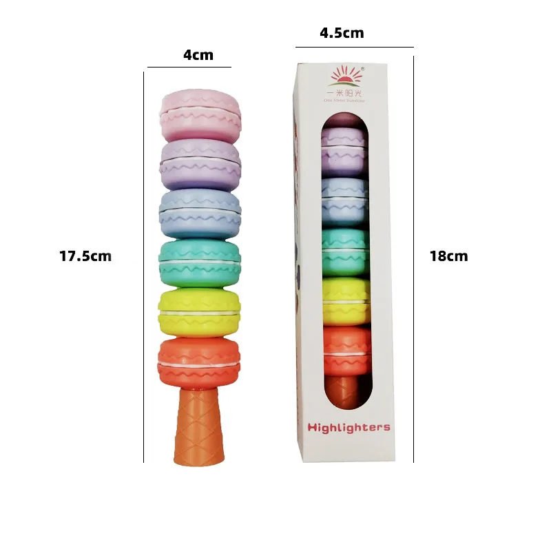 Cute Stationery Building Blocks Macaron Highlighter Hand Account Color Highlighter Pen Office Marker Pens