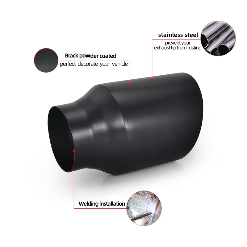 Paint Powder 4 Inch Exhaust Pipe Tip Factory Export Stainless Black Car Truck Exhaust Pipe Stainless Steel for Car Muffler 114mm