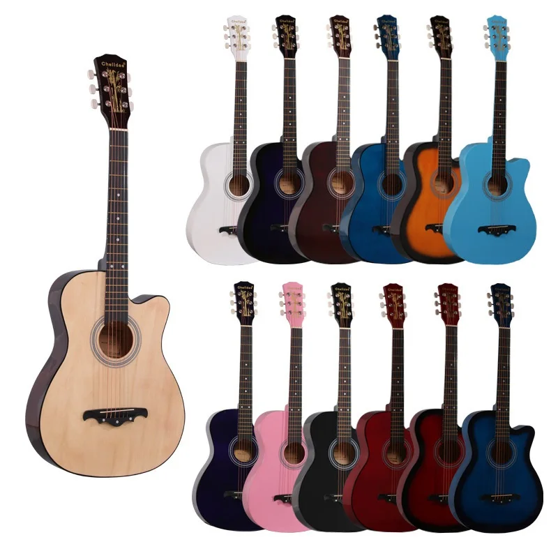 Hot Sale 38 inch Acoustic Guitar Popular Colored Handmade Basswood Acoustic Guitar for student kids