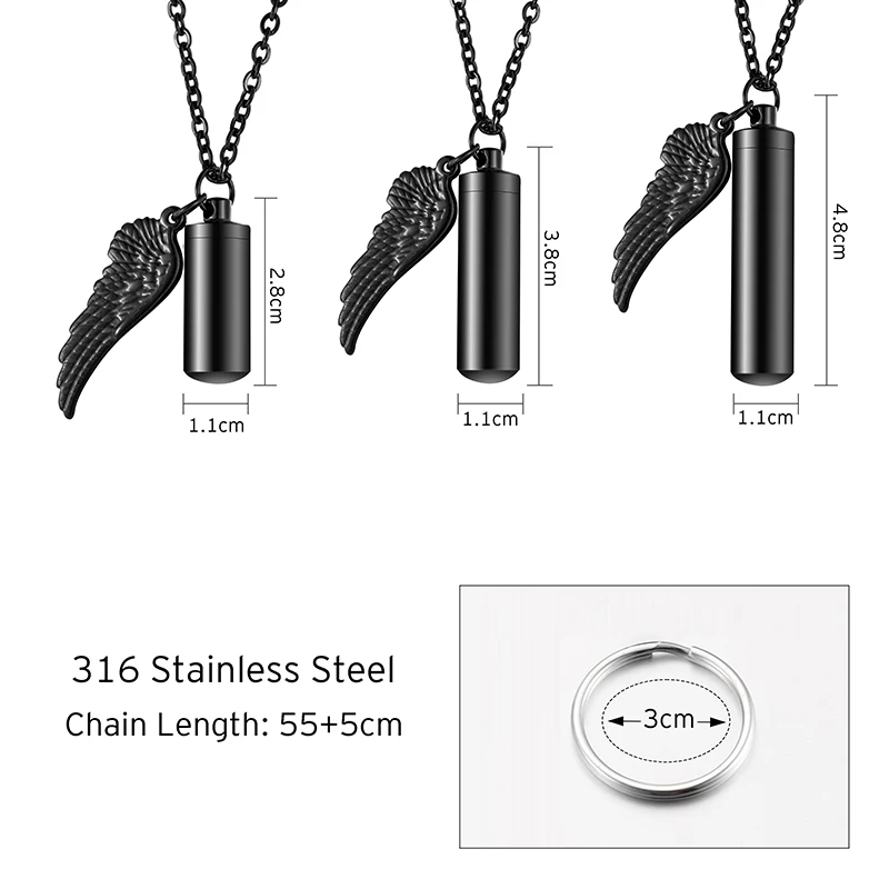 Wholesale Charms Stainless Steel Wing Pendant Pet Memorial Cremation Jewelry