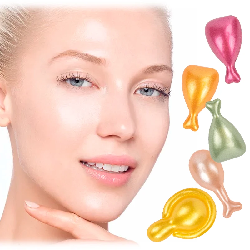 Wholesale 40g Private Label Organic Face Skin Care Capsules Six Peptide Vitamin E Softge Face Serum Capsule