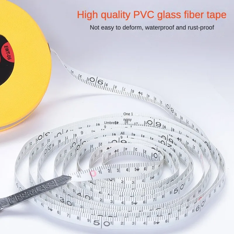Glass  Fiber Ruler Construction Site Durable Tape Soft Ruler 10m 20m 30m 50m Rubber Coated Disc Tape Measure