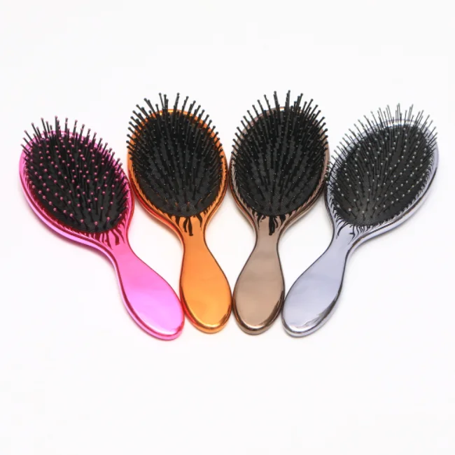 Custom Detangler Hairbrush Electroplated Hair Scalp Massage  Brush