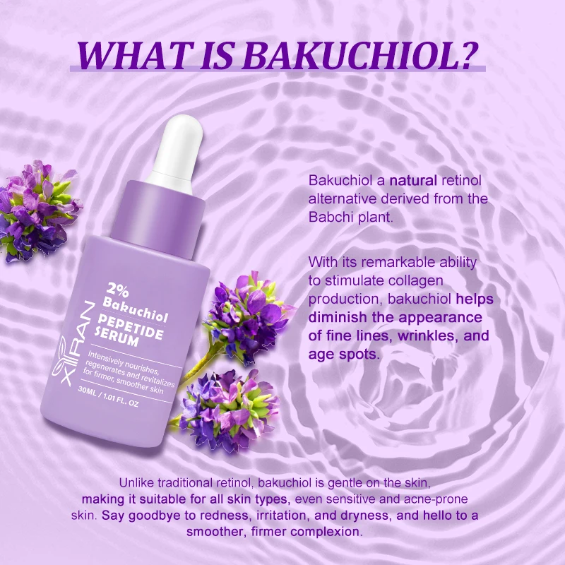 Private Label Natural Retinol Alternative Bakuchiol Face Serum Anti Aging Wrinkles Reduce Fine Lines Bakuchiol Serum