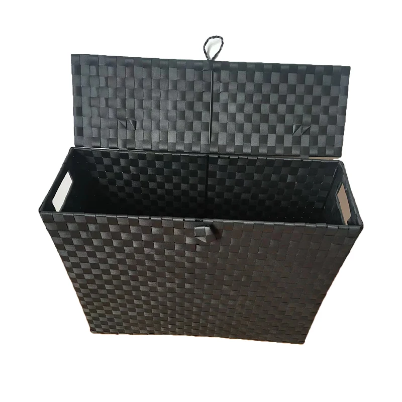 Plastic PP Woven Basket Storage Clothes Laundry Basket With Lid Lock