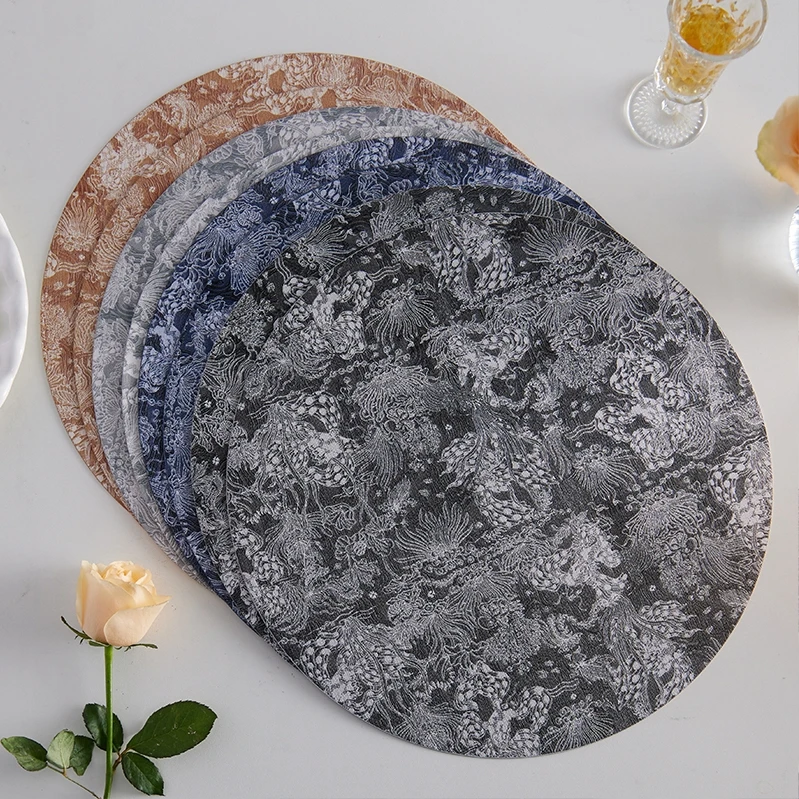 Tabletex Chinese Style Design Texture PVC Placemats Luxury Home Kitchen Decoration Table Mats Wipeable Washable Placemats