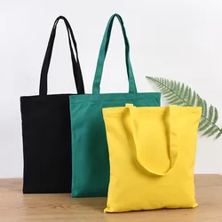 Wholesale Heavy Duty Reusable Colourful Black White Red Green Yellow Blue Cotton Canvas Calico Cotton Tote Bag