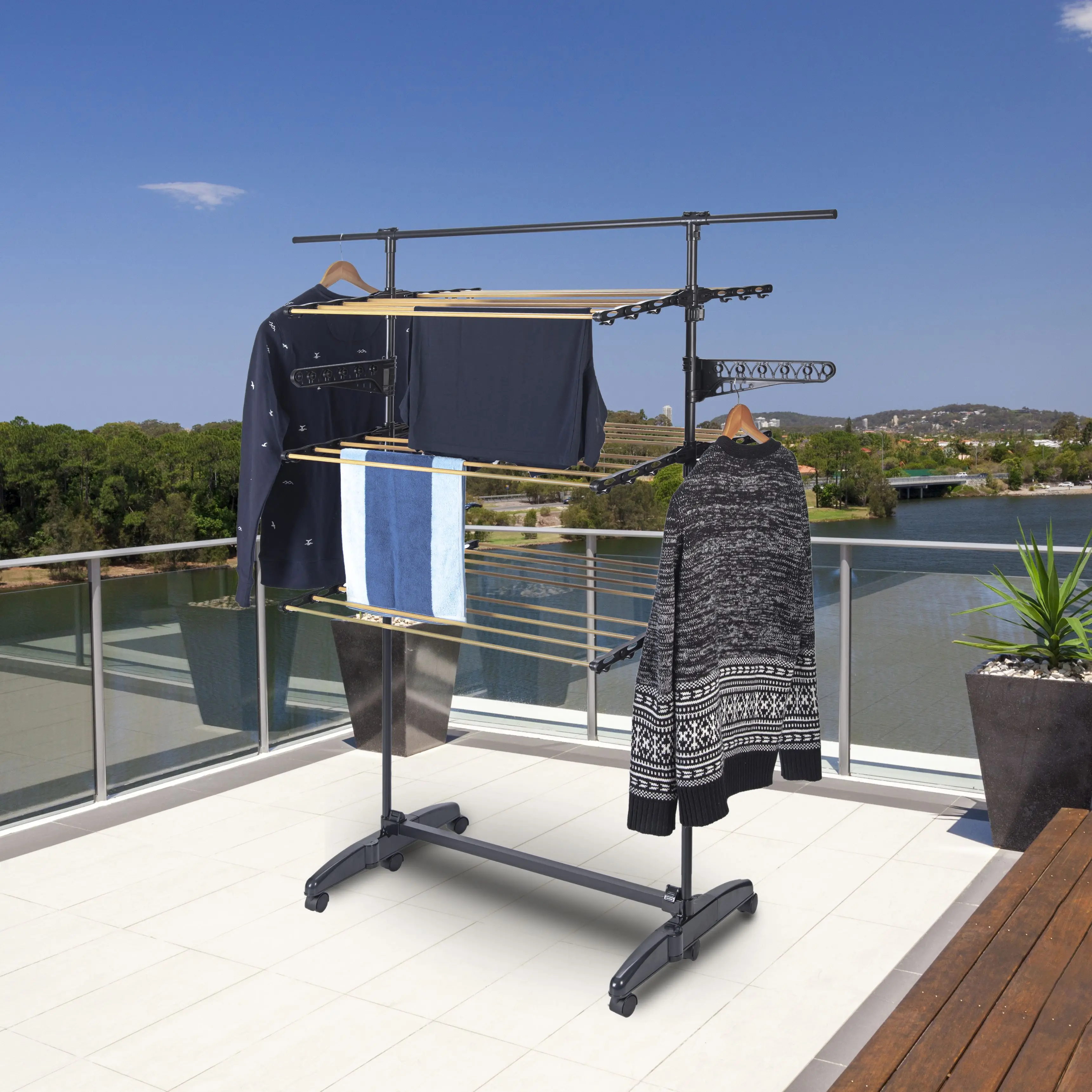 Multifunction Bedroom Indoor Outdoor Clothes Stand Hanger Drying Rack