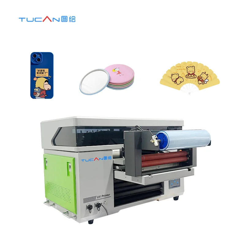 UV 4060 3 in 1 multi-function flatbed UV printer for acrylic cylinder for bottle UV DTF film sticker printing with XP600 I1600