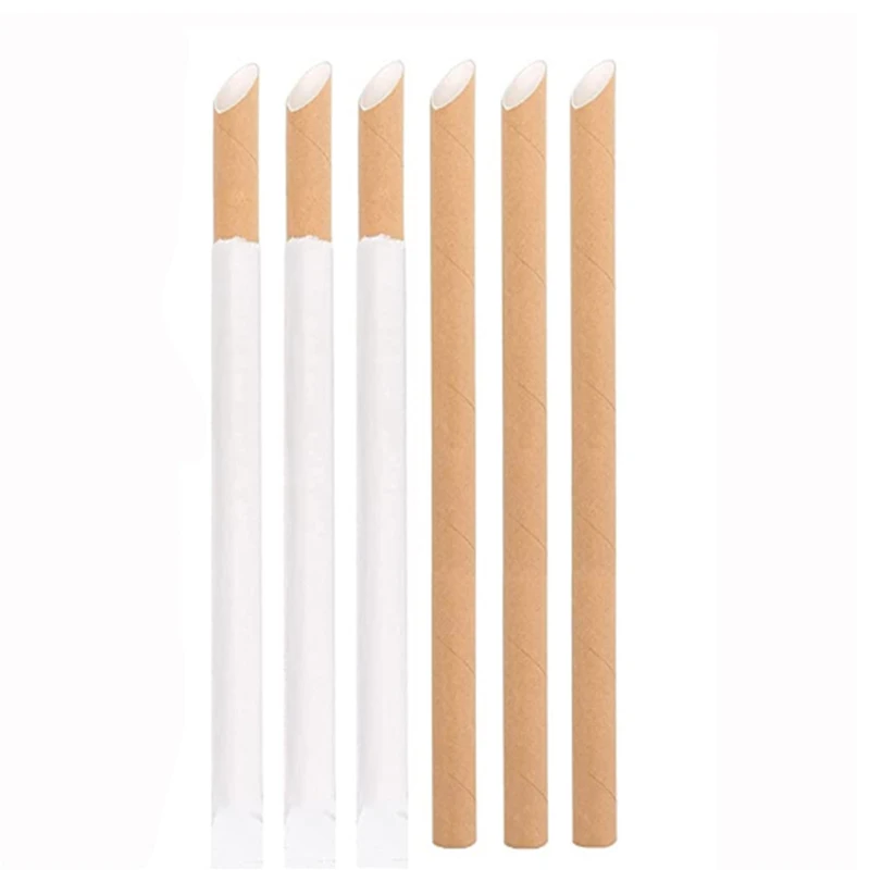 Paper straw drink boba individually wrapped bubble tea wraped disposable biodegradable paper straws individual paper wrap