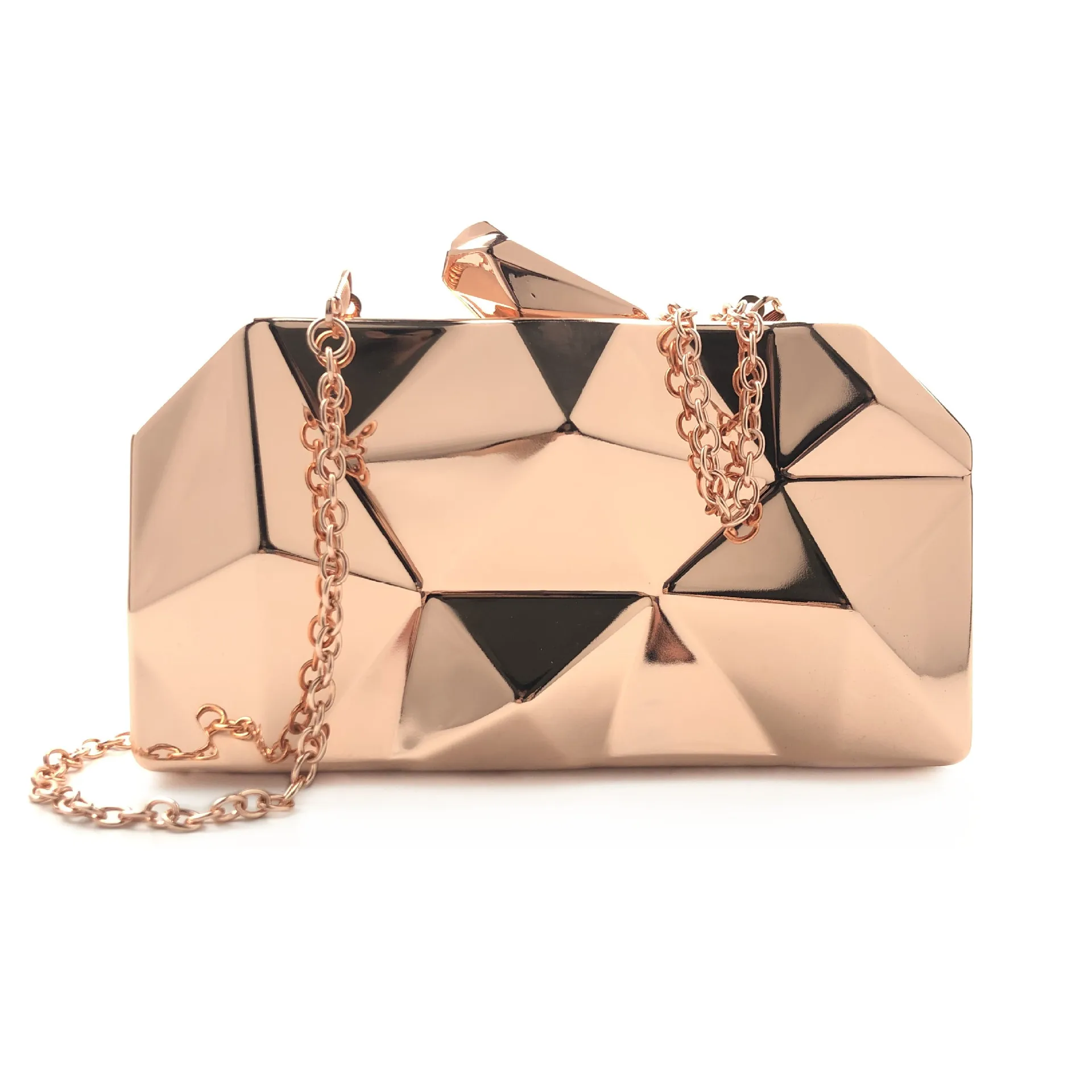 
Fashion Ladies Irregular Metal Hardcase Clutch Iron Geometric Evening Bag 