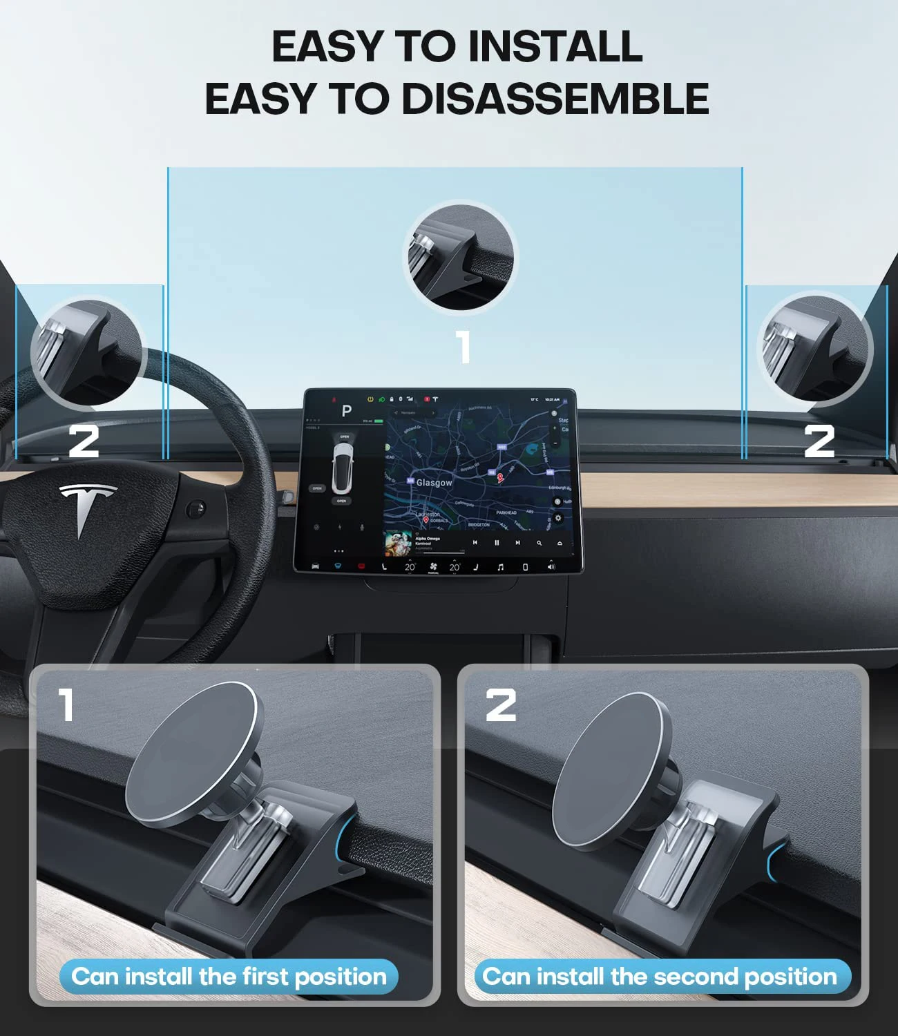 New Arrival Car Strong Magnets Phone Holder for Tesla Model 3 Model Y Specific Car Mount