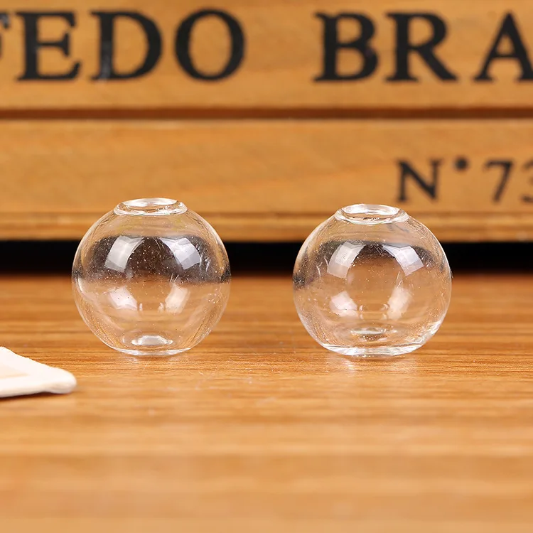 Clear Hollow Glass Ball 10-18mm Transparent Handmade Blown Glass Globe Beads Round Bubble Double Holes Orbs For Jewelry Making