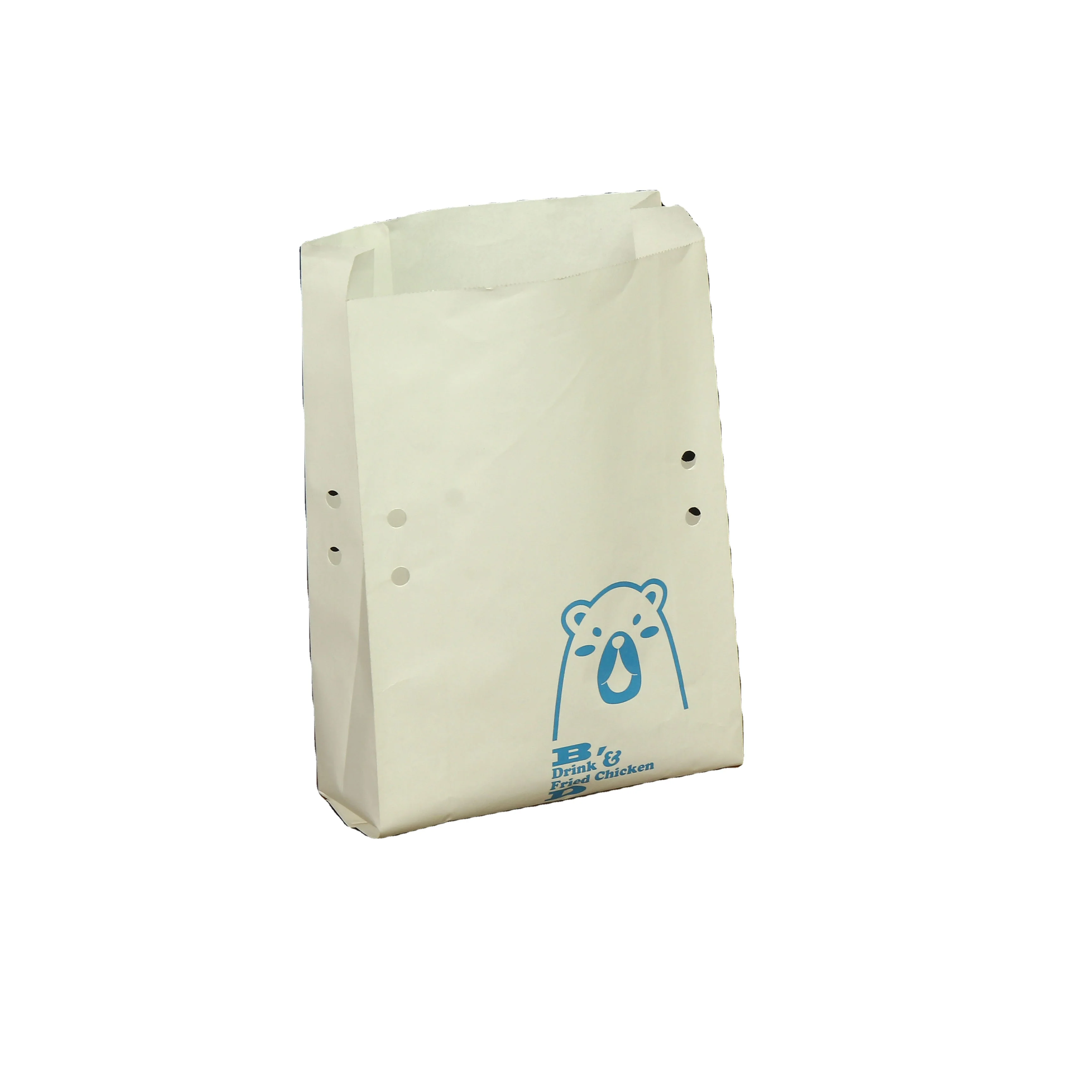 Hot Sale Cheap Biodegradable White Greaseproof Takeaway mini donut packaging brownie packaging paper bag