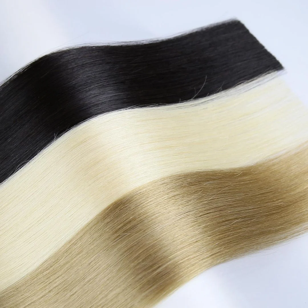 10 - 30 inches virgin raw hair tape in hair extensions 100human hair for white ,black women