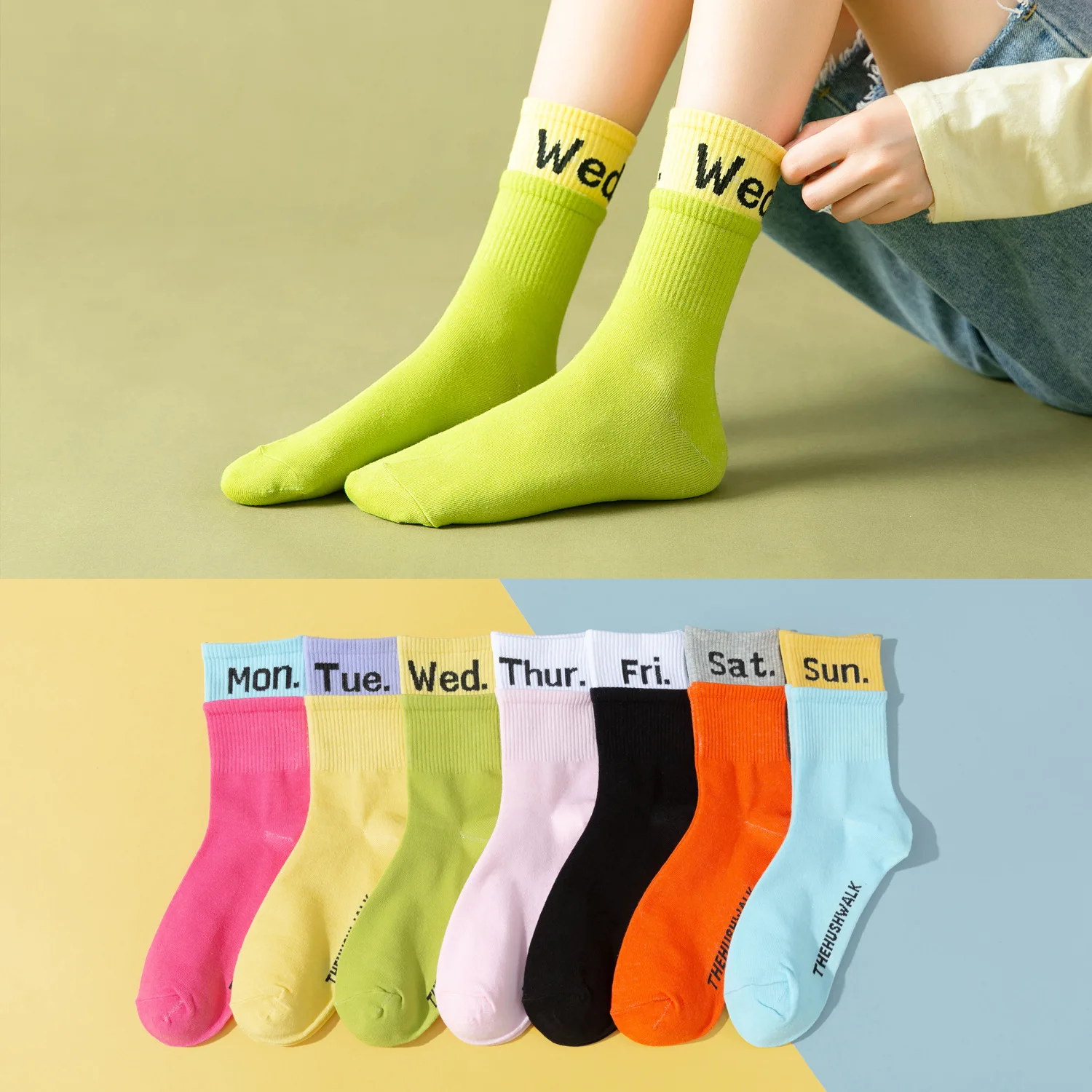 wholesale new custom women double rib medium hose cotton color sport summer breathable teenagers crew socks