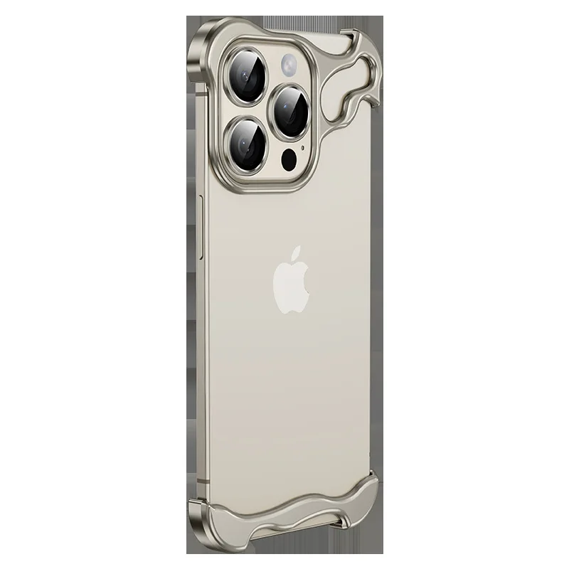 designer clear phone cover z shell metal hollow special shape metal corner no border mobile phone case for iphone 16 15