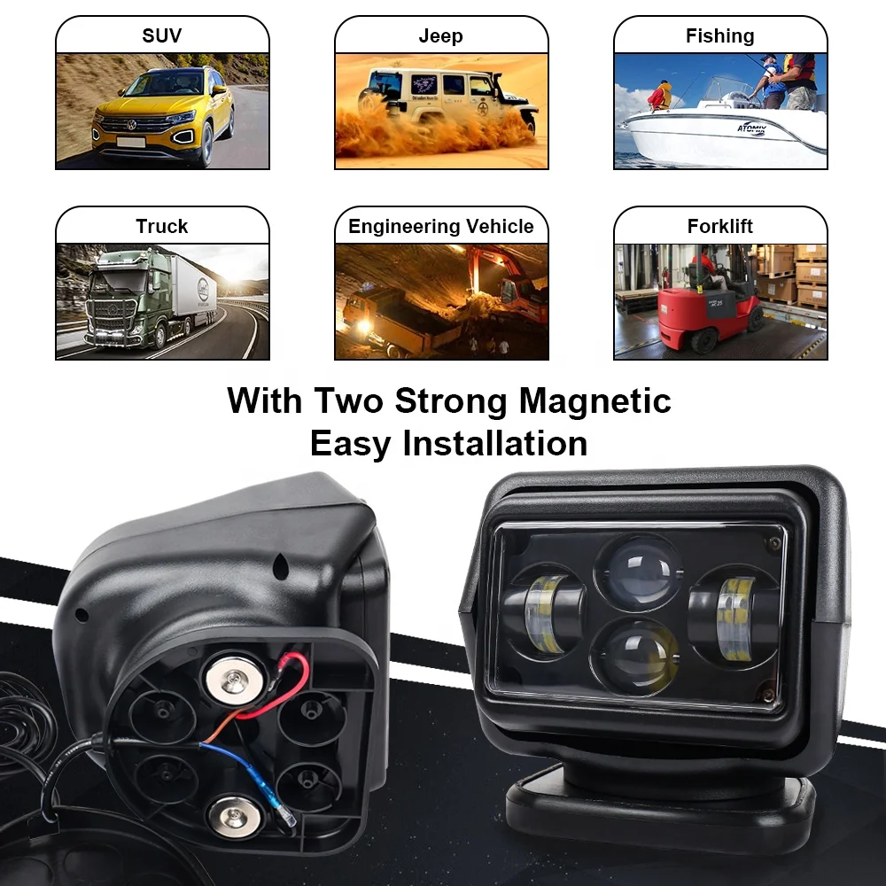 OVOVS Car Dragon Edition Led Remote Searchlight 60w Marine Ceiling Spotlight Yacht Rotating Search Light Refit Spotlight