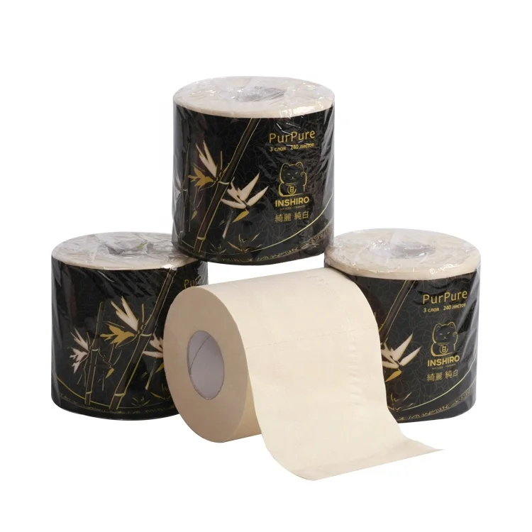  15G 3Ply Toilet Paper Roll China Cheap Price Natrual Bamboo Pulp 240 Sheets per with Custom Private