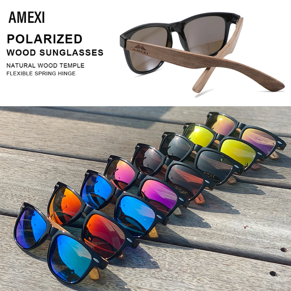 Heat Retro Wooden Sunglasses for Men and Women TAC polarization lens UV400 glasses Customized bamboo sun glasses Driving sports