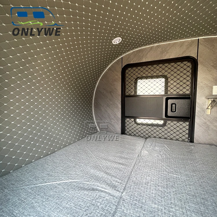 ONLYWE mini off road teardrop rv camper travel trailers lightweight overland tiny remolque camper with sunshadef or sale