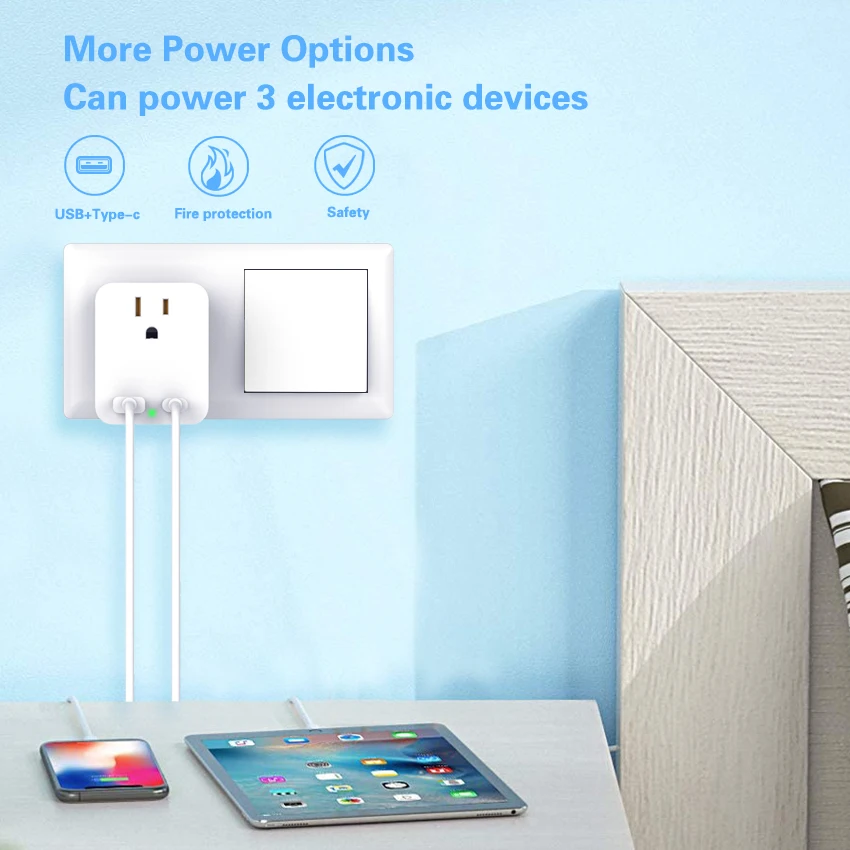 US to UK Plug Adapter US to British Ireland UAE Travel Adapter With 10A Fuse 3 USB A C Converter for America Canada Japan Mexico