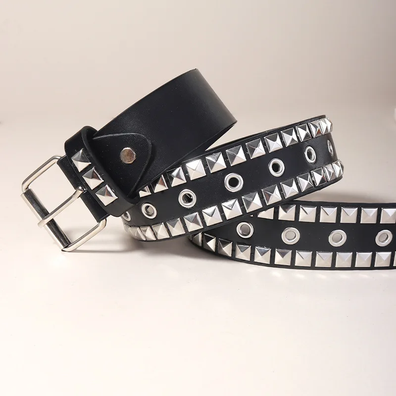 Wholesale Black Studded Belts Spicy Girl Punk Unisex Male Female Five-pointed Bullet Studded Buckle Jeans Belt