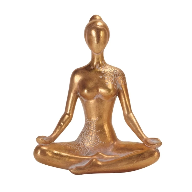 Resin home decorations golden foil yoga lady figurines