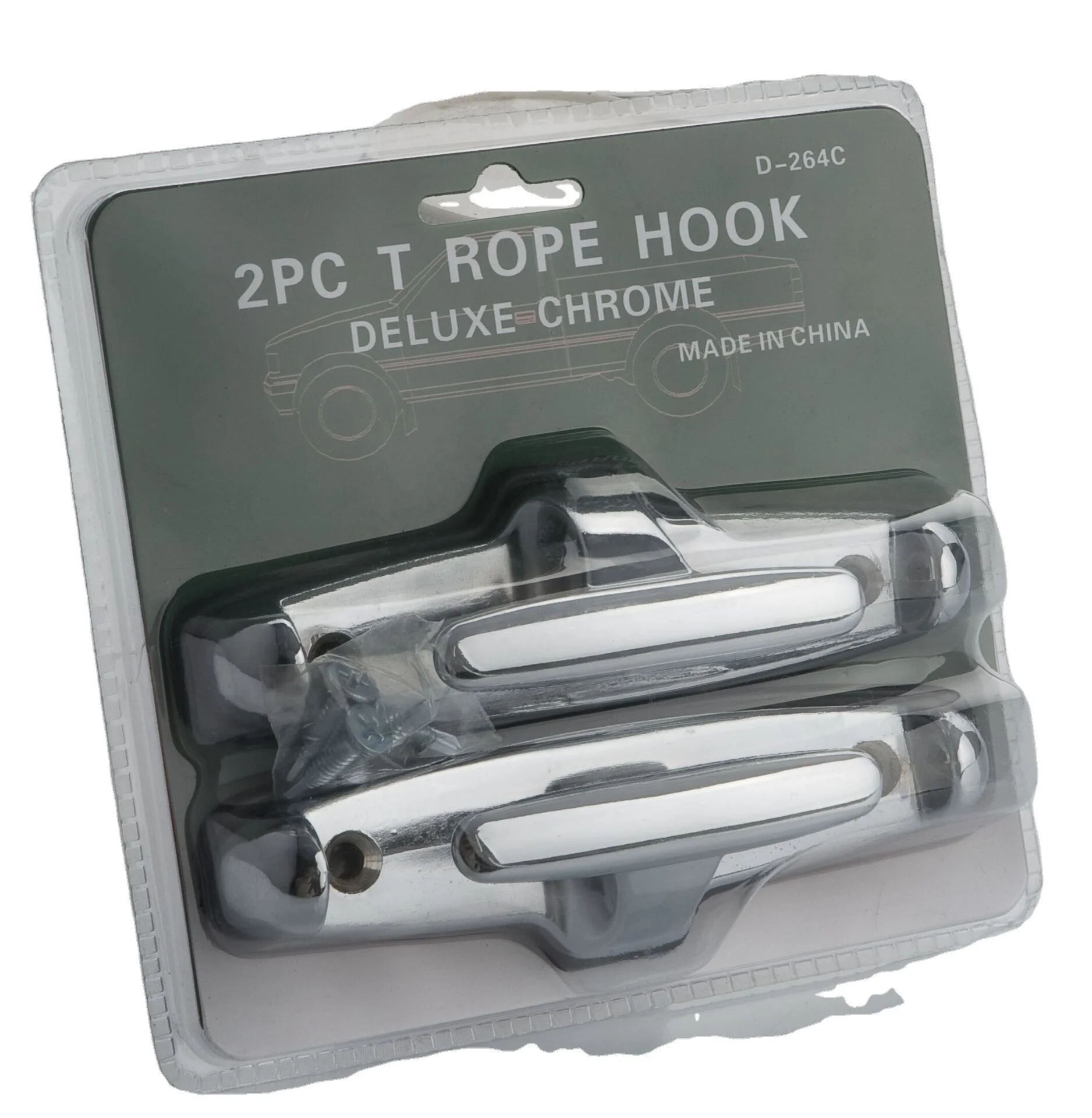 High Quality 2PC T Rope Hook Chrome Stake Pocket Truck Anchor Points With Toggle Bolt And Rubber Bumper