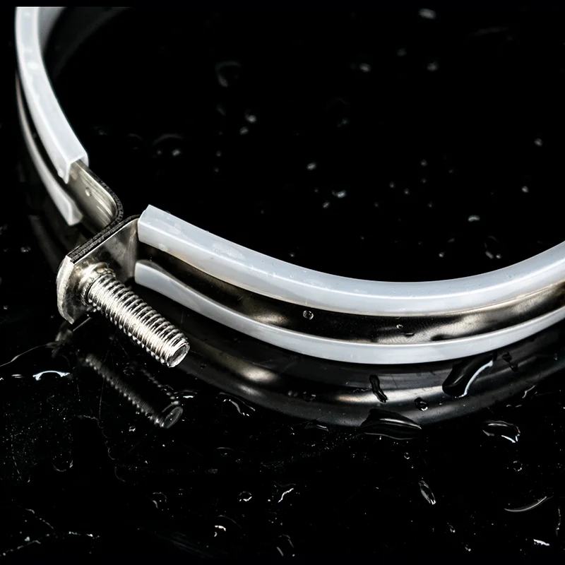 Clamps with rubber profiles and welded stainless steel nails