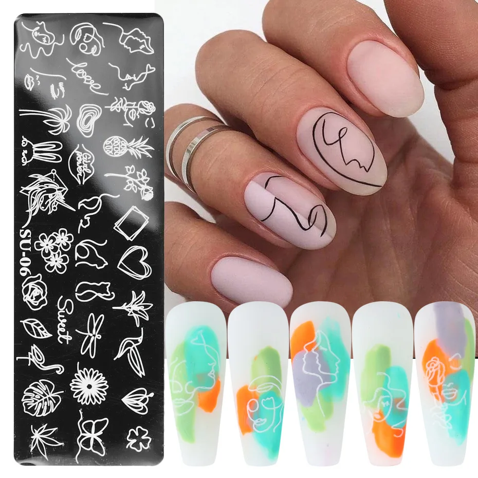 Halloween flower Nail Stamping Plates Stencil Stainless Steel Halloween Printing Nail Art Image Plate with stamper brush