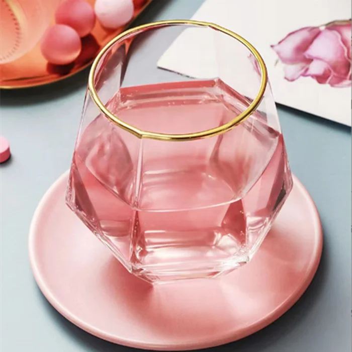 2024 High Quality color Whiskey Glasses Drinking Whisky Glasses Cup Crystal Diamond Shape Whiskey Glass