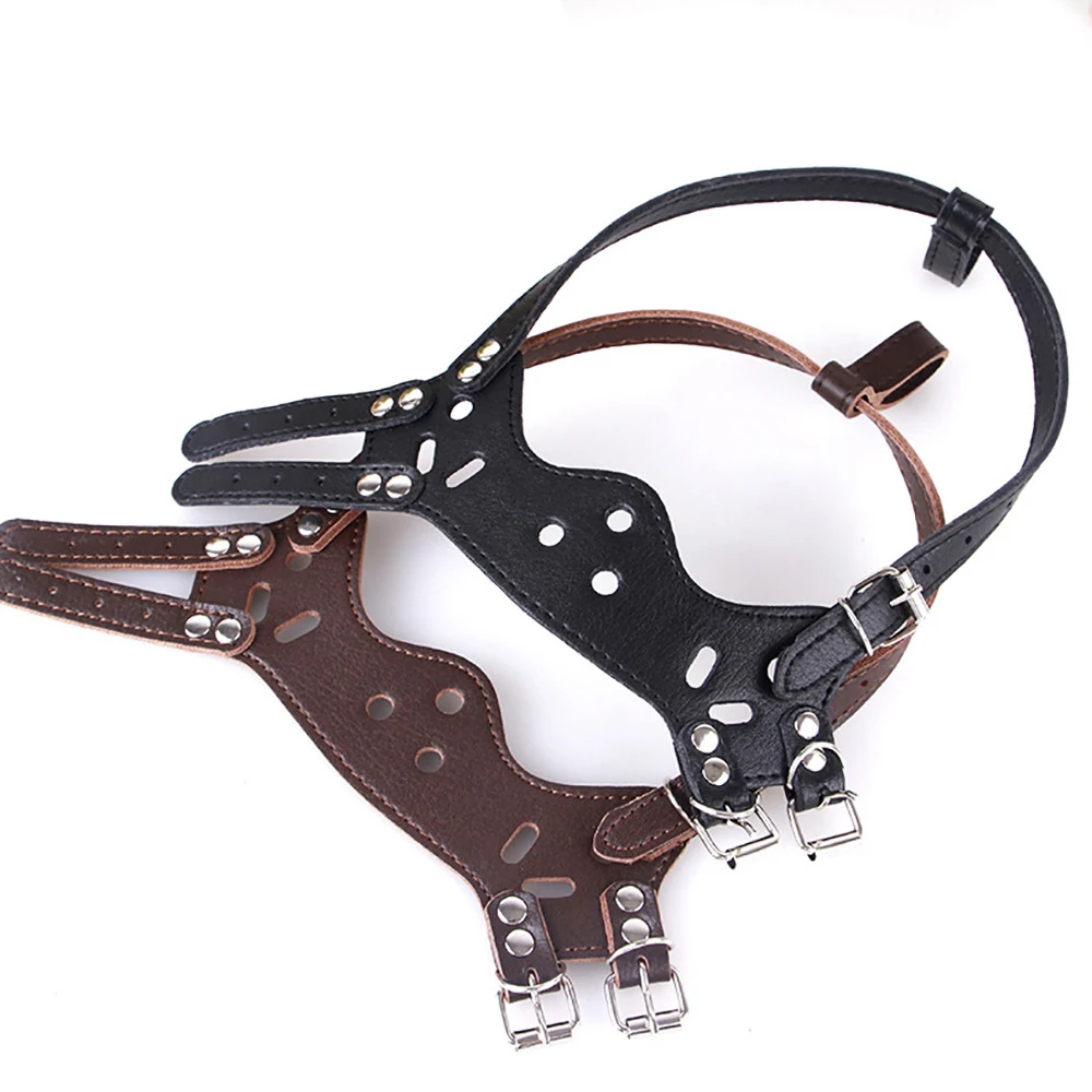 Customized Genuine Leather Belgian Malinois Protect Dog Muzzles Extra Anti-biting Dog Muzzles Bozal Para Perro