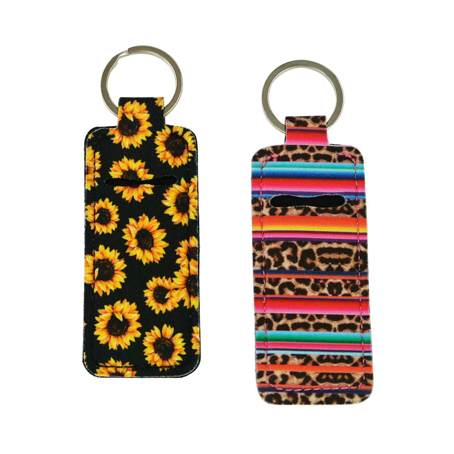 2021 Personalized Colorful Lipgloss Sleeve Neoprene Chapstick Holder Keychain for Girls and Women