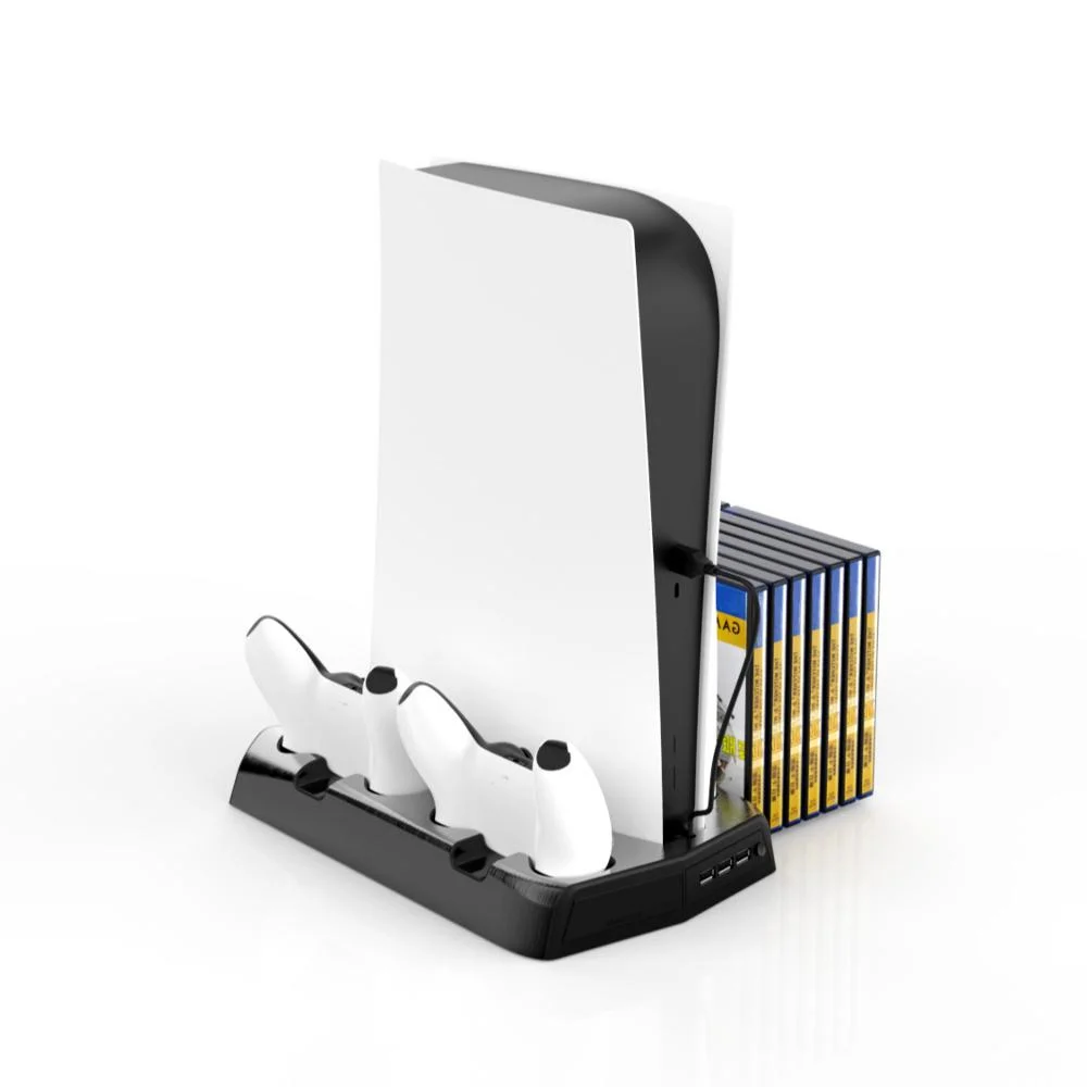 Multifunctional All-in-one accessories Vertical Stand Cooling Fan Dock with Storage Tray Bracket for PS5 Handle Base Charger