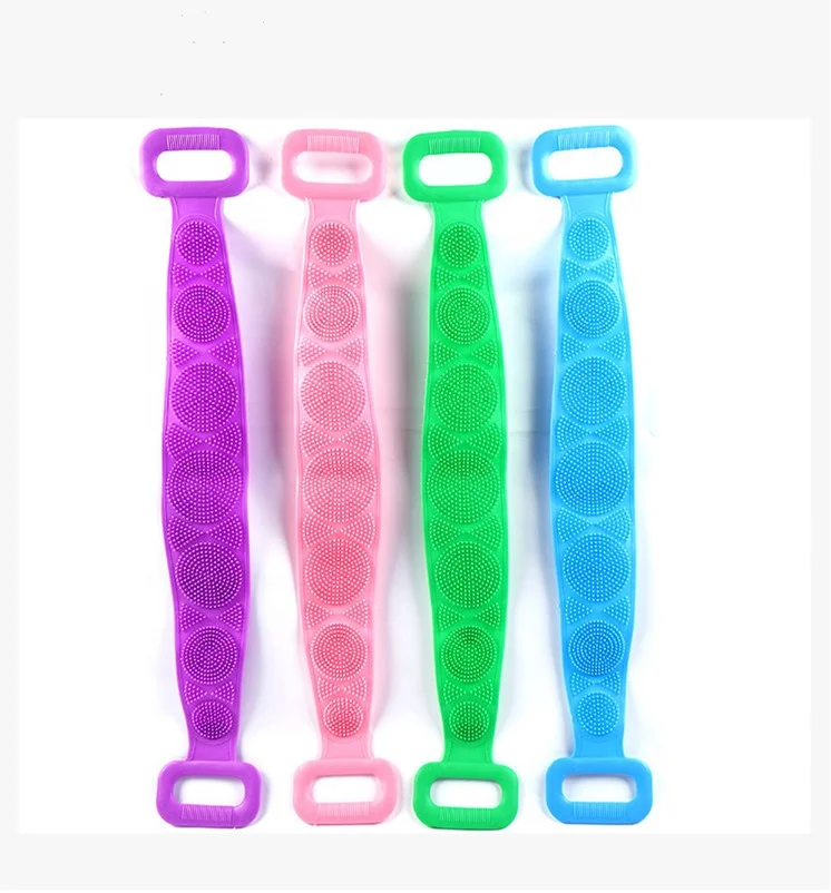wholesale Fashionable multi function double-sided Back Body Brush Belt  silicone cleaning bath towel