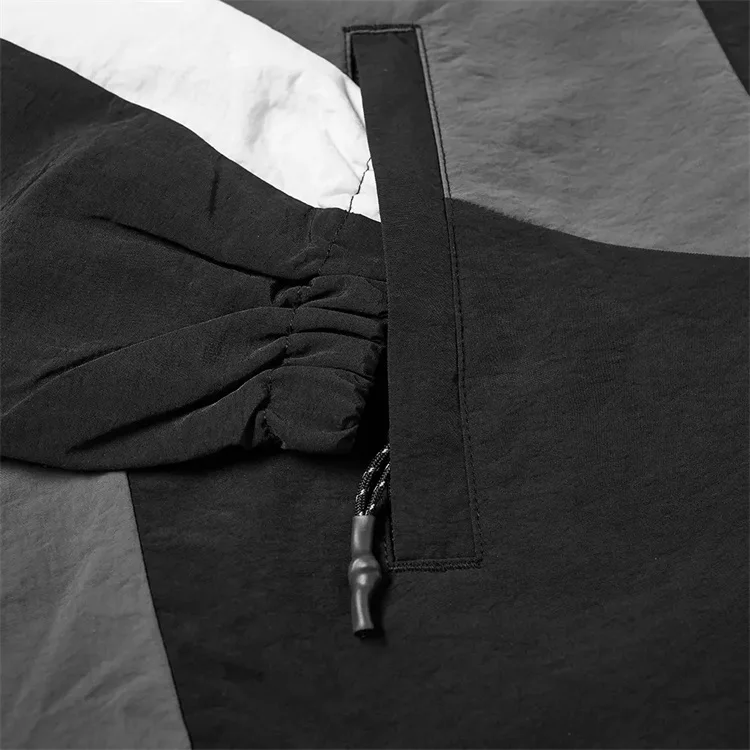 OEM custom100% Nylon fashion waterproof black track patch work stand collar blouson windbreaker jacket for men