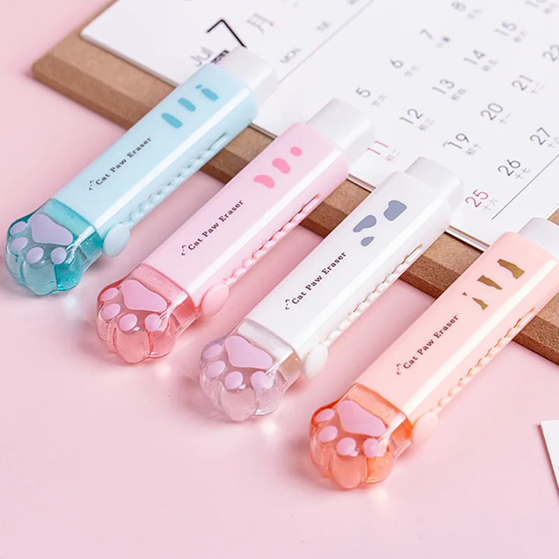 Kawaii Push-pull дизайн кошачья лапа портативный резиновый ластик милые Ластики для детей школьные офисные принадлежности Подарочные канцелярские