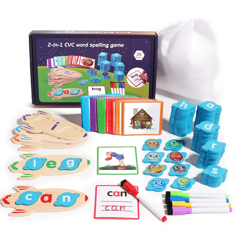 Дети учатся писать CVC Sight Words английские слова орфография игра сопоставление букв