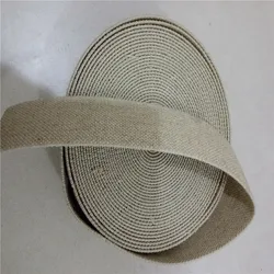 Stocked 35mm natural elastic cotton linen hemp webbing for shoe upper or garment sport waistband tape