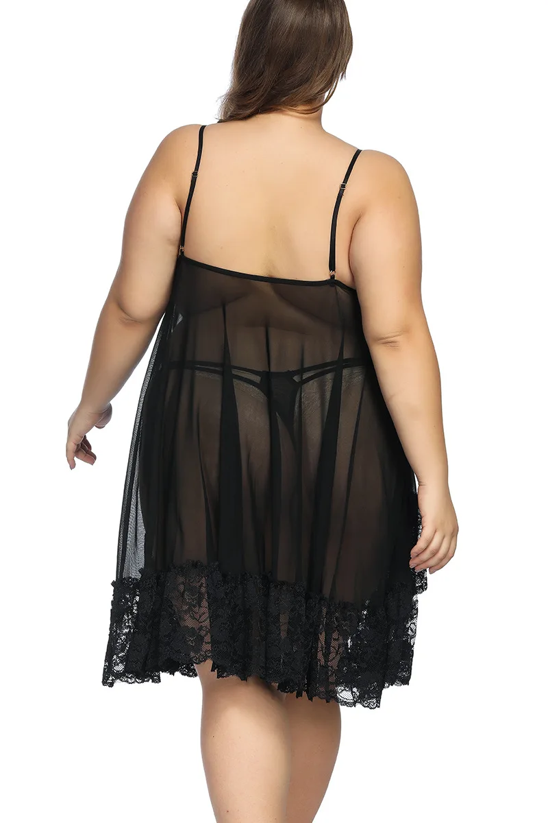 European and American exports Black lace Sling Erotic lingerie Plus size sexy Suit