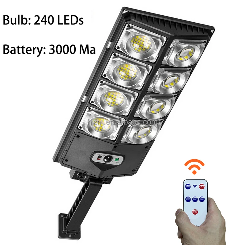 Solar Street Lights Outdoor Waterproof 8000LM High Brightness Dusk to Dawn LED Lamp with Motion Sensor Remote Control for Garden
