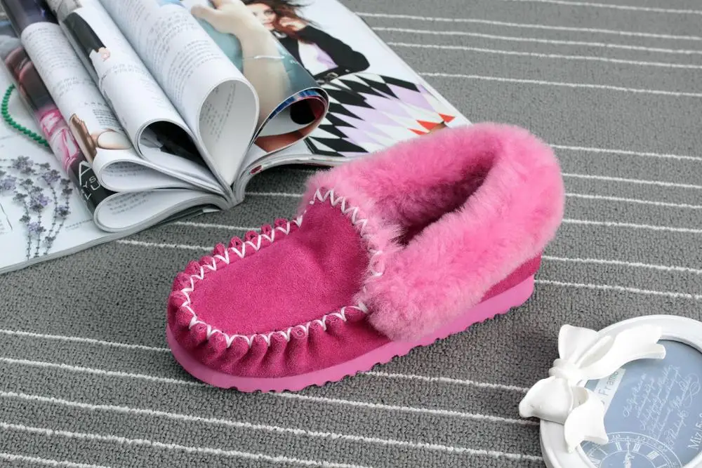  Китайский производитель кожаные зимние теплые мокасины из овчины новейшая женская обувь натурального