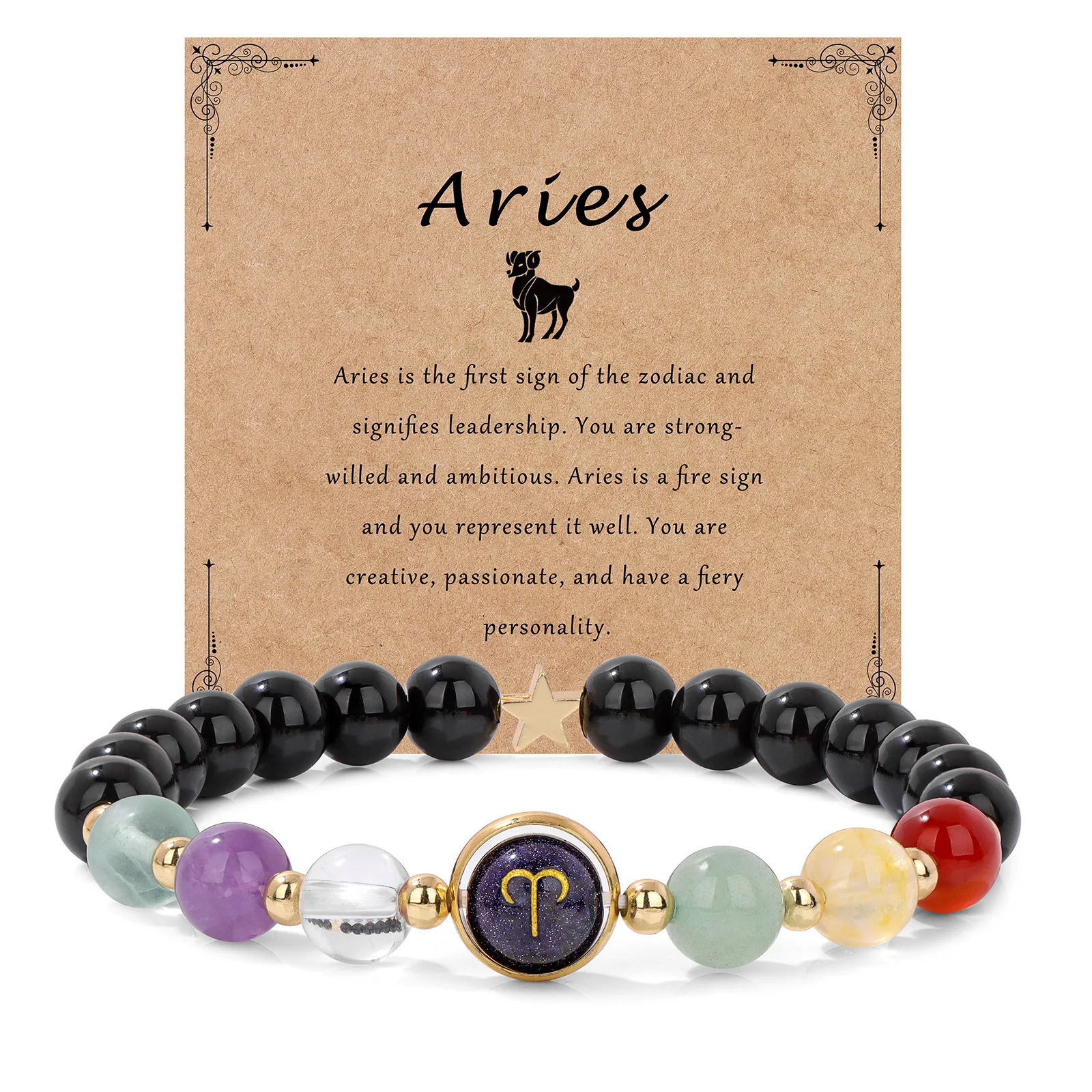 Constellation Horoscope Jewelry Zodiac Bracelet for Women 10mm Natural Stone Zodiac Sign Bracelets Bead Healing Crystal Bracelet