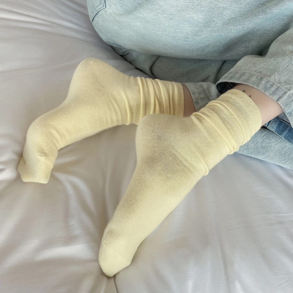 korea style slouch cotton crew socks for women