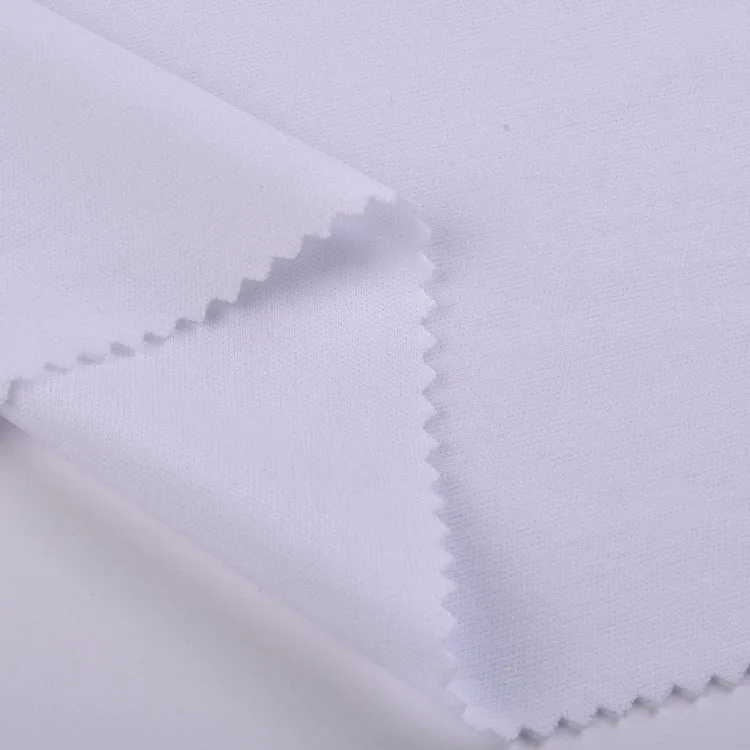 Factory sale knitted 120gsm solid color white 100%polyester interlock fabric for sport t-shirt